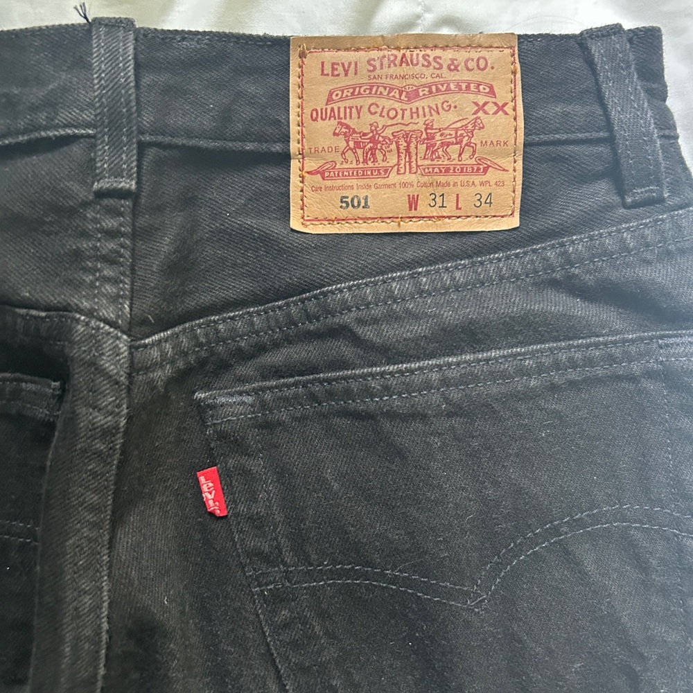 VINTAGE Levi’s 501 from Denim Revival in LA - Dark Gray Straight Jeans